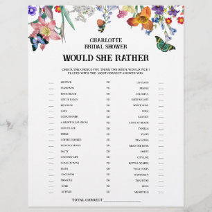 Prospectus 21,6 Cm X 24,94 Cm Jeu de Fête de Mariage "Vintage Floral Would She R