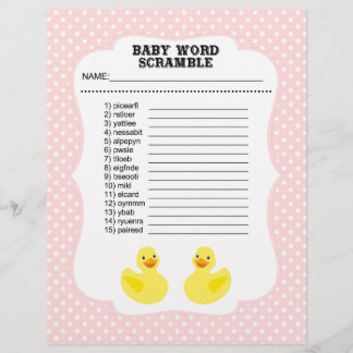 Prospectus 21,6 Cm X 24,94 Cm Jeu de mots mêlés pour Baby Shower