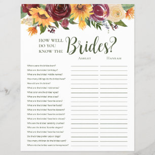 Prospectus 21,6 Cm X 24,94 Cm Jeux de Baby Shower Fleurs de Tournesol LGBTQ