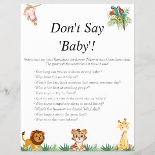 Prospectus 21,6 Cm X 24,94 Cm Jeux de Baby shower Jungle Safari