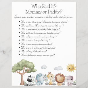 Prospectus 21,6 Cm X 24,94 Cm Jeux de Baby shower Jungle Safari