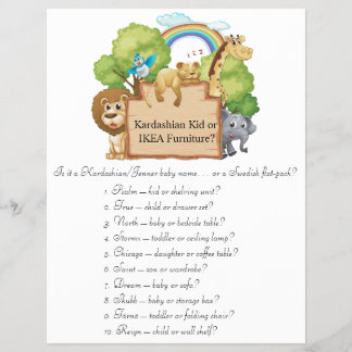 Prospectus 21,6 Cm X 24,94 Cm Jeux de Baby Shower Jungle Safari