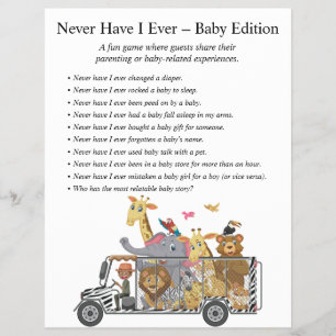 Prospectus 21,6 Cm X 24,94 Cm Jeux de Baby Shower Jungle Safari
