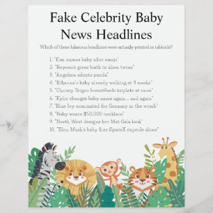 Prospectus 21,6 Cm X 24,94 Cm Jeux de Baby shower Jungle Safari