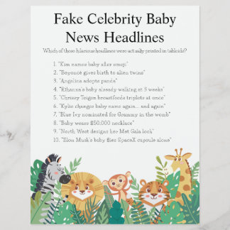 Prospectus 21,6 Cm X 24,94 Cm Jeux de Baby shower Jungle Safari