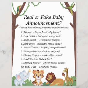 Prospectus 21,6 Cm X 24,94 Cm Jeux de Baby shower Jungle Safari
