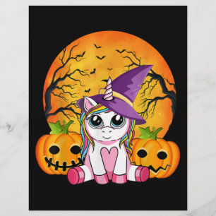 Prospectus 21,6 Cm X 24,94 Cm Jolies Filles d'Halloween Licorne Sorcière Hallowe