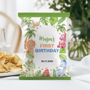 Prospectus 21,6 Cm X 24,94 Cm Jungle Dinosaur 1er Anniversaire Sac à Chip