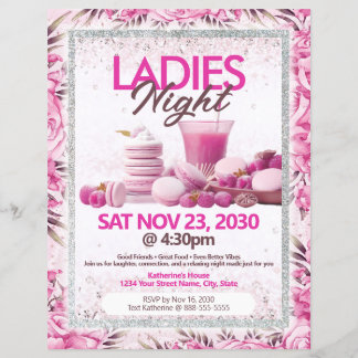 Prospectus 21,6 Cm X 24,94 Cm Ladies Night Party Pink Flyer Template