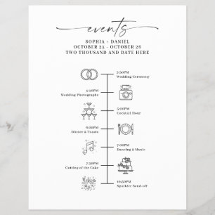 Prospectus 21,6 Cm X 24,94 Cm LETTRE D'ACCUEIL Icône Jour De Mariage