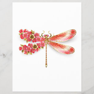 Prospectus 21,6 Cm X 24,94 Cm libellule de fleurs avec sakura de bijoux