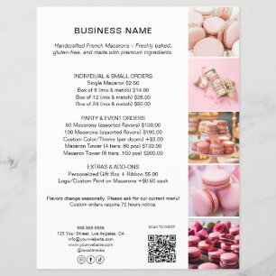 Prospectus 21,6 Cm X 24,94 Cm Liste de Prix Boulangerie Photo QR Blanc