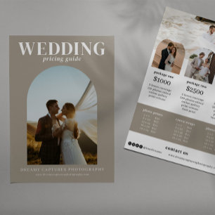 Prospectus 21,6 Cm X 24,94 Cm Liste de prix de séance de photographie de mariage