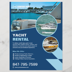 Prospectus 21,6 Cm X 24,94 Cm Location de yacht Flyer modifiable personnalisé