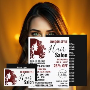 Prospectus 21,6 Cm X 24,94 Cm Logo Cheveux, Coiffeur, Publicité Salon de Coiffur