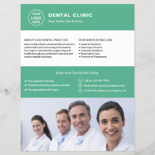 Prospectus 21,6 Cm X 24,94 Cm Logo de bureau de dentiste personnalisé Photo QR V