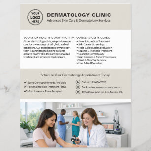 Prospectus 21,6 Cm X 24,94 Cm Logo de dermatologue médecin de la peau QR beige n