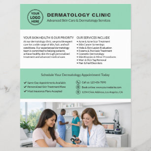 Prospectus 21,6 Cm X 24,94 Cm Logo de dermatologue médecin de la peau QR Vert do