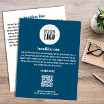 Prospectus 21,6 Cm X 24,94 Cm Logo de l'entreprise Flyer bleu minimaliste simple<br><div class="desc">Ce design comprend un prospectus d'entreprise,  vous pouvez ajouter votre logo,  ainsi que votre code URL QR,  avec un style simple minimaliste,  moderne,  bleu et blanc avec un élégant,  créer votre propre modèle,  parfait pour toute petite entreprise.</div>