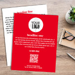 Prospectus 21,6 Cm X 24,94 Cm Logo de l'entreprise Flyer rouge minimaliste simpl<br><div class="desc">Ce design comprend un prospectus d'entreprise,  vous pouvez ajouter votre logo,  ainsi que votre code URL QR,  avec un style simple minimaliste,  moderne,  rouge et blanc avec un élégant,  créer votre propre modèle,  parfait pour toute petite entreprise.</div>