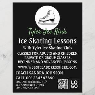 Prospectus 21,6 Cm X 24,94 Cm Logo de patinage sur glace, leçons de patinage sur