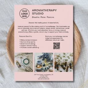 Prospectus 21,6 Cm X 24,94 Cm Logo de Spa d'Aromathérapie QR Rose Promotionnel E