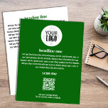 Prospectus 21,6 Cm X 24,94 Cm Logo d'entreprise Flyer vert minimaliste simple<br><div class="desc">Ce design comprend un prospectus d'entreprise,  vous pouvez ajouter votre logo,  ainsi que votre code URL QR,  avec un style simple minimaliste,  moderne,  vert et blanc avec un élégant,  créer votre propre modèle,  parfait pour toute petite entreprise.</div>