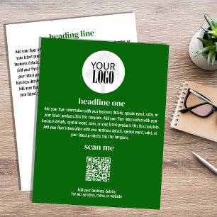 Prospectus 21,6 Cm X 24,94 Cm Logo d'entreprise Flyer vert minimaliste simple