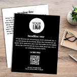 Prospectus 21,6 Cm X 24,94 Cm Logo d'entreprise Simple minimaliste Flyer noir<br><div class="desc">Ce design comprend un prospectus d'entreprise,  vous pouvez ajouter votre logo,  ainsi que votre code URL QR,  avec un style simple minimaliste,  moderne,  noir et blanc avec un élégant,  créer votre propre modèle,  parfait pour toute petite entreprise.</div>