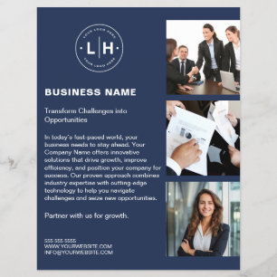 Prospectus 21,6 Cm X 24,94 Cm Logo Moderne Entreprise Promotionnelle Marine Comm
