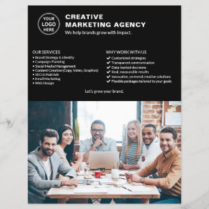 Prospectus 21,6 Cm X 24,94 Cm Logo Photo QR Marketing Créatif Entreprise Noir