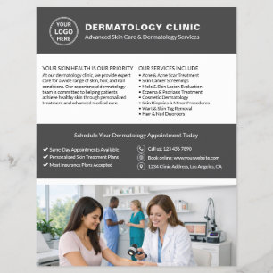 Prospectus 21,6 Cm X 24,94 Cm Logo QR Gray de la clinique de dermatologie