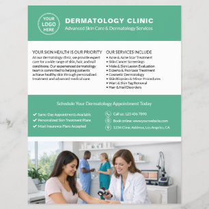 Prospectus 21,6 Cm X 24,94 Cm Logo QR Vert Clinique de Dermatologie Dermatologue