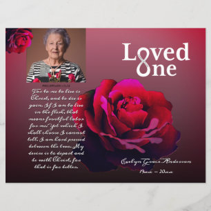 Prospectus 21,6 Cm X 24,94 Cm Love One Red Rose Memorial Service Programme