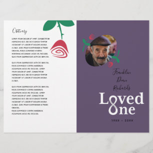 Prospectus 21,6 Cm X 24,94 Cm Loved One Red Rose Bud Memorial Service Program