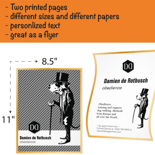 Prospectus 21,6 Cm X 24,94 Cm Luxus Fleyer mit Goldrand für Hundeschulen