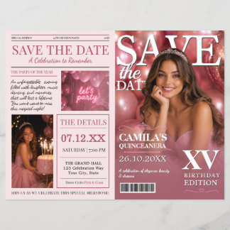 Prospectus 21,6 Cm X 24,94 Cm Magazine de Quinceanera Rose pour Sauvegarder la D