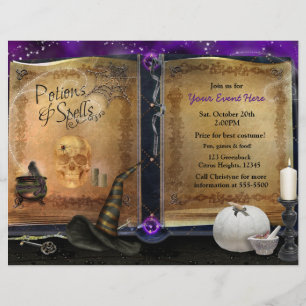Prospectus 21,6 Cm X 24,94 Cm Magic Spell Book Halloween Party Event Flyer