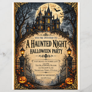 Prospectus 21,6 Cm X 24,94 Cm Maison Hantée Soirée Halloween Gothique Hantée