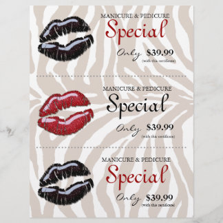Prospectus 21,6 Cm X 24,94 Cm Maquillage Beauté Flyer Rouge Noir Lèvres brillant