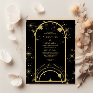 Prospectus 21,6 Cm X 24,94 Cm Mariage Étoiles Célestes Or Noir Budget