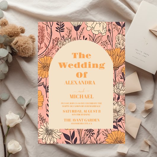 Prospectus 21,6 Cm X 24,94 Cm Mariage Fleur sauvage rose jaune rose