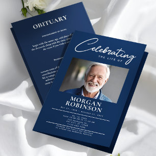 Prospectus 21,6 Cm X 24,94 Cm Marine Blue Celebration of Life Photo Funeral Prog