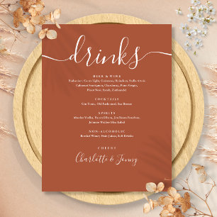 Prospectus 21,6 Cm X 24,94 Cm Menu de boissons de mariage en écriture moderne Te