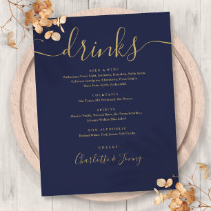 Prospectus 21,6 Cm X 24,94 Cm Menu de boissons Mariage de de script moderne Mar