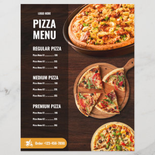 Prospectus 21,6 Cm X 24,94 Cm Menu de pizza éditable Pizzeria Menu de restaurant