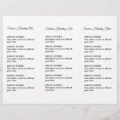 Prospectus 21,6 Cm X 24,94 Cm Menu et guide de tarification (Dos)