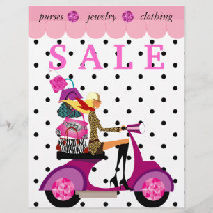 Prospectus 21,6 Cm X 24,94 Cm Mode Rétro Scooter femme sac à main points