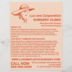 Prospectus 21,6 Cm X 24,94 Cm Modèle classique, Chirurgien plastique, Chirurgie