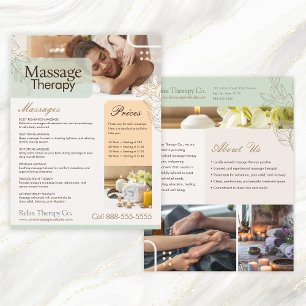 Prospectus 21,6 Cm X 24,94 Cm Modèle de dépliant de thérapie de massage